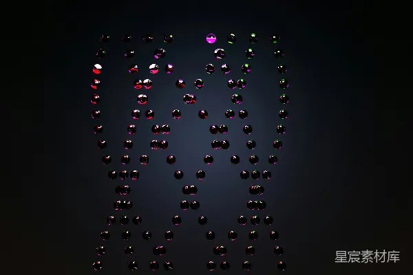 高清摄影 一组不同颜色的钻石在黑色背景上