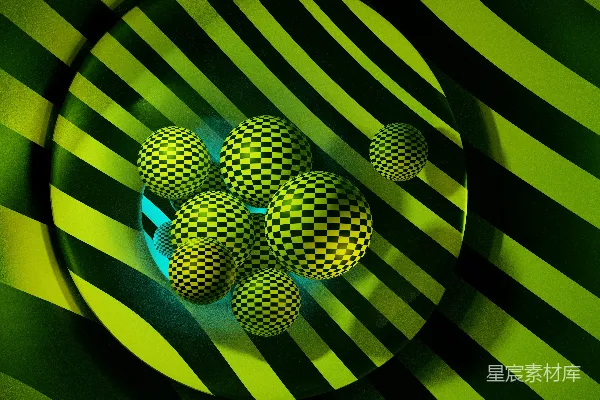 高清摄影 一盘绿色和黑色的盘子上放着一组网球。