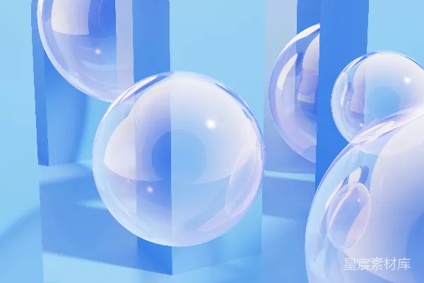 高清摄影 抽象场景，包含球体和几何图形。