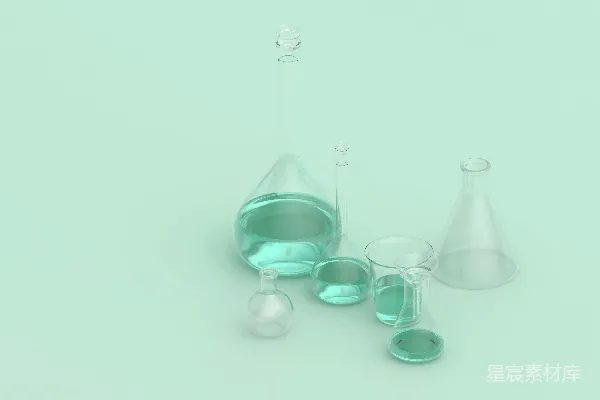 高清摄影 实验室的烧杯和烧瓶里装满了液体。