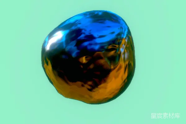 高清摄影 一个在绿色背景上的闪亮蓝黄色物体