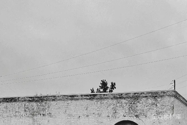 高清摄影 在阴云密布的天空下，一座白色的建筑，其下方有一个拱形的壁龛。