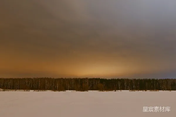 高清摄影 一片雪地，背景中有树木。