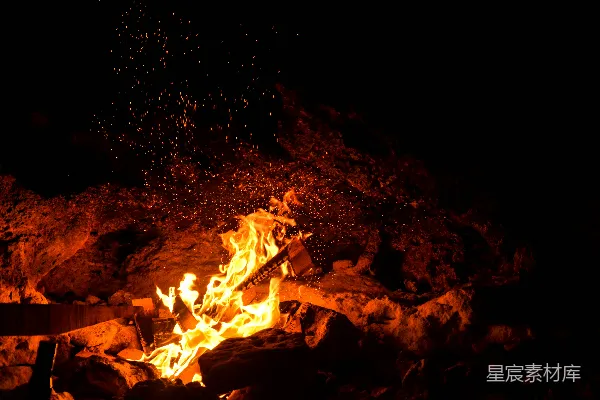 高清摄影 夜间烧木柴