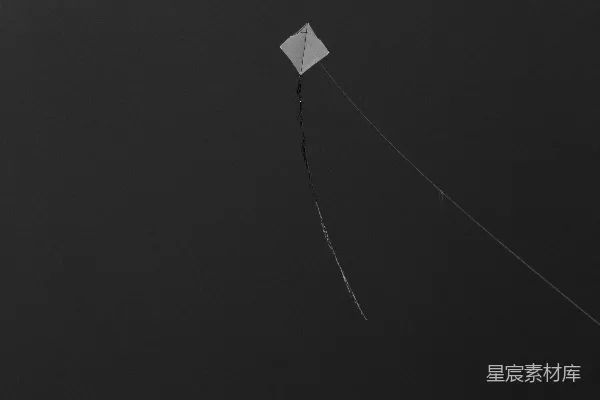 高清摄影 黑白照片中的白风筝