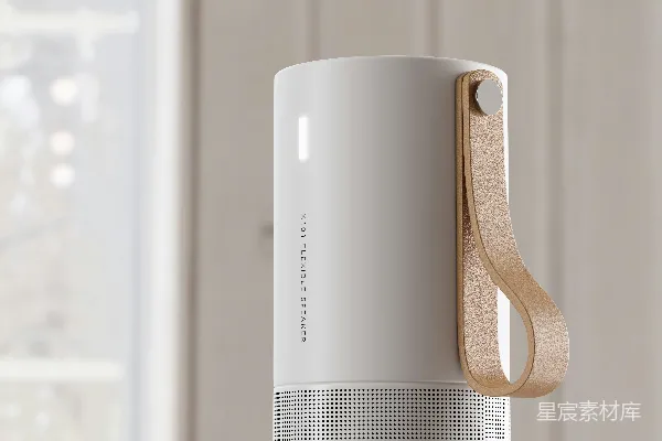 高清摄影 一个白色和米色的扬声器挂在墙上