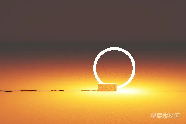 高清摄影 夕阳正挂在天边的电线后面。