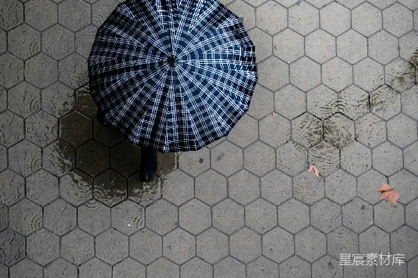 高清摄影 鸟瞰照片中白色和黑色的雨伞放在地面上。