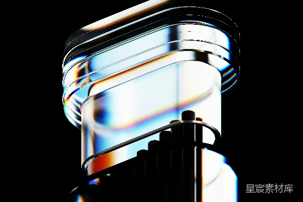 高清摄影 抽象的玻璃和金属结构在黑色背景上