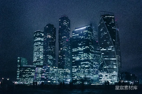 高清摄影 城市天际线在夜间