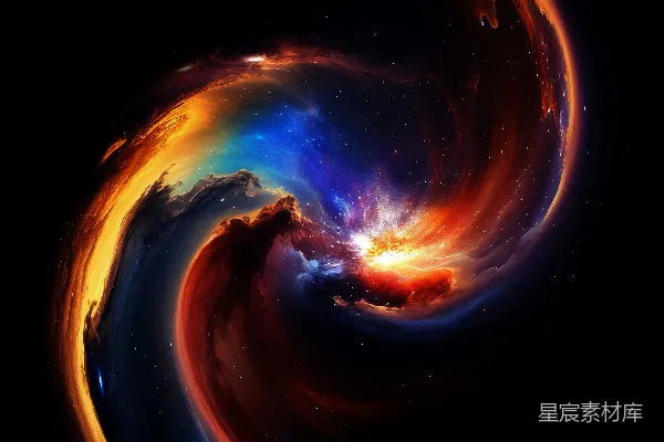 高清摄影 在黑暗的太空中，绚烂的星云涡旋转动。