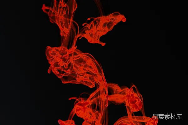 高清摄影 黑色背景上漂浮着红色物质
