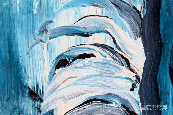 高清摄影 一幅蓝白线条的画作，背景为蓝色。