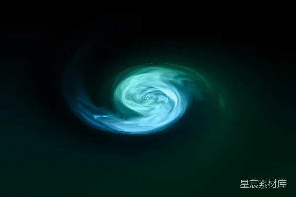 高清摄影 在黑暗中，一个绿色和蓝色的漩涡。