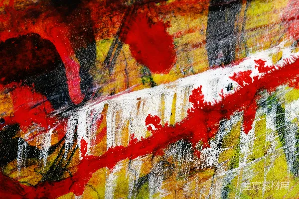 高清摄影 一幅红色和黄色相间的抽象画作