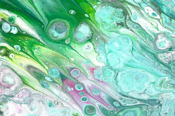 高清摄影 一幅绿蓝液体的特写画面
