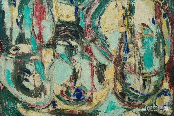 高清摄影 抽象静物画，色彩斑斓的笔触和形状。