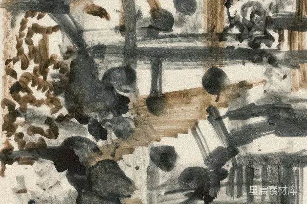 高清摄影 一幅画有树木和围栏的画作