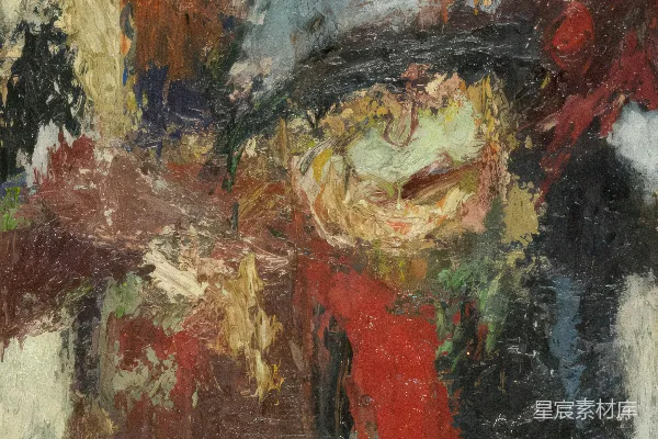 高清摄影 一幅由红色、黄色和蓝色构成的抽象马画。