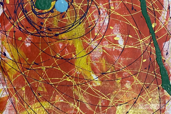 高清摄影 一幅由橙色、黄色和绿色组成的画作