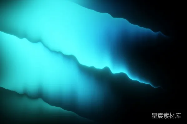 高清摄影 抽象的蓝色光线波纹在黑暗的背景上。