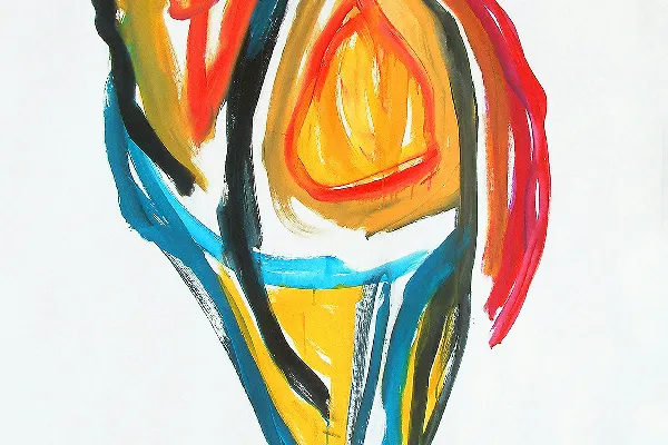高清摄影 抽象画作，描绘了一个火焰般的形象。