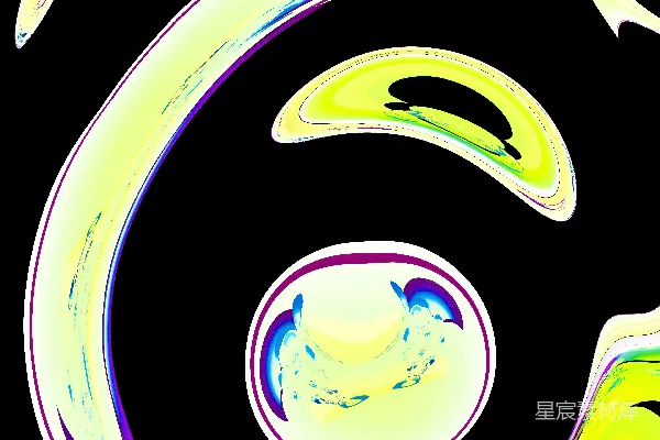 高清摄影 黑色背景上的黄色和紫色抽象漩涡