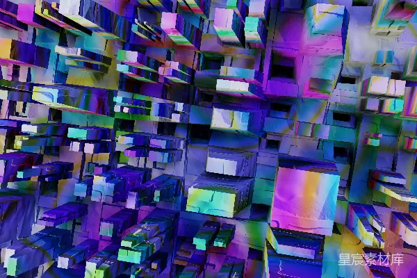高清摄影 一幅由不同颜色的立方体构成的抽象画。