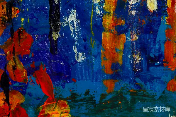 高清摄影 蓝白橙色抽象画