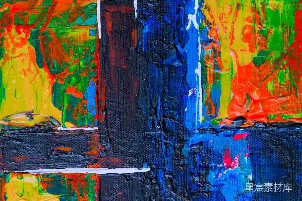 高清摄影 蓝色、红色和黄色的抽象画