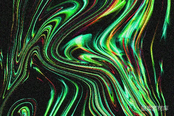 高清摄影 鲜艳的抽象绿色和黄色漩涡线条。