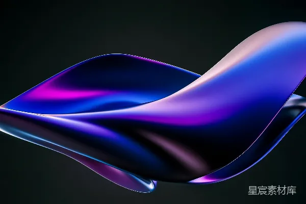 高清摄影 流动的形状，带有紫色和蓝色的高光。