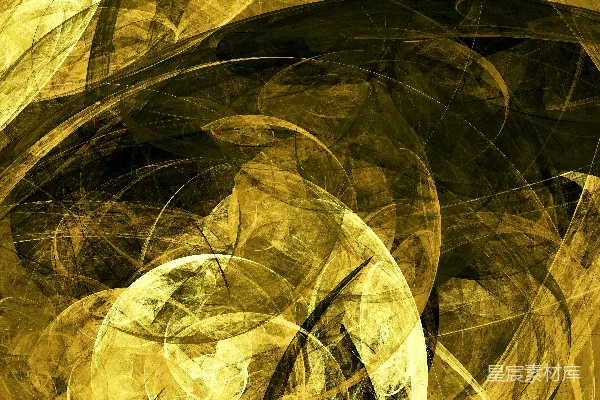 高清摄影 抽象的金色漩涡和线条在黑色背景上
