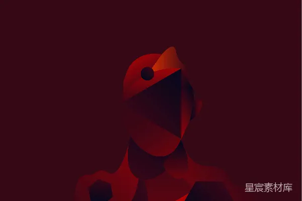 高清摄影 一幅红黑相间的抽象艺术作品，描绘了一个男人的形象。