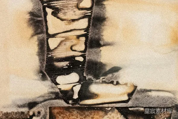 高清摄影 抽象纹理艺术作品，色调为黑色和米色。