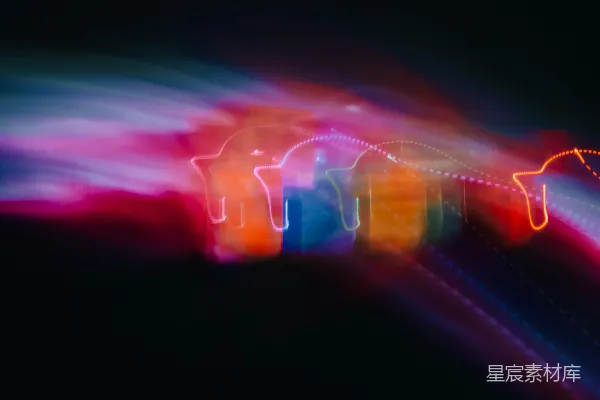 高清摄影 在黑暗的房间里看到红色和蓝色的光