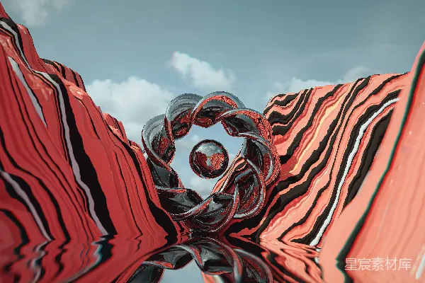 高清摄影 扭曲的红黑相间的物体图像