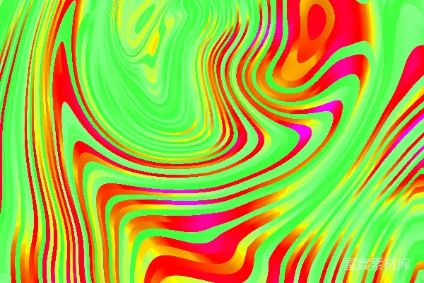 高清摄影 色彩斑斓的抽象漩涡图案，包含绿色、红色和黄色。