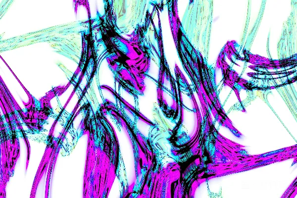 高清摄影 粉红色、青色和黑色在白色背景上形成的抽象漩涡。
