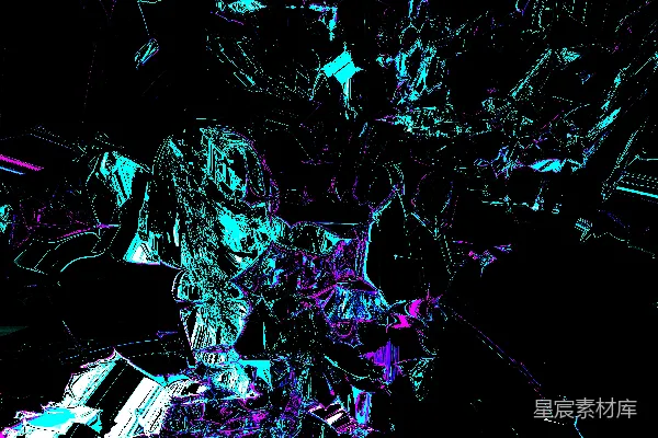高清摄影 抽象的数字艺术，带有霓虹几何图形