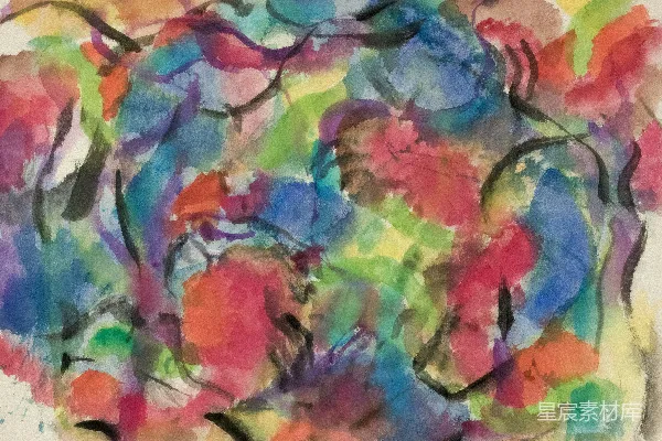 高清摄影 抽象的水彩画，色彩鲜艳，线条流畅。