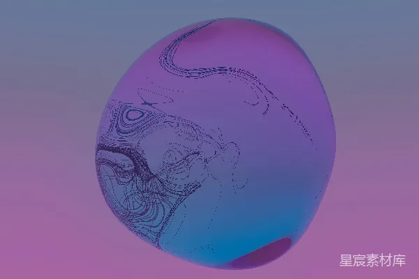 高清摄影 一个紫色和蓝色的蛋放在粉红色和蓝色的背景上。