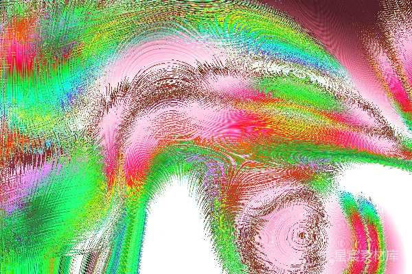 高清摄影 抽象多彩的旋涡笔触，带有粉色和绿色。