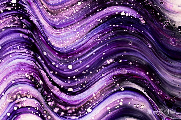 高清摄影 一幅紫色和白色波浪与气泡的画作