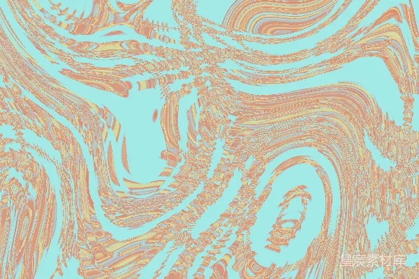 高清摄影 蓝色背景上飘动着橘色和黄色的曲线。