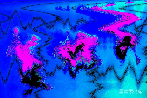 高清摄影 抽象图案，带有鲜艳的蓝色、粉色和黑色的波浪线。