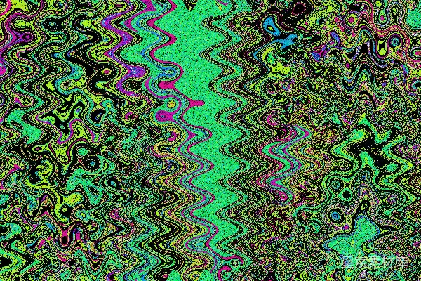高清摄影 抽象的绿色和紫色波浪图案