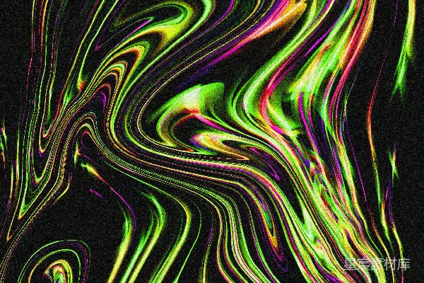 高清摄影 鲜艳的绿色和紫色交织的线条。
