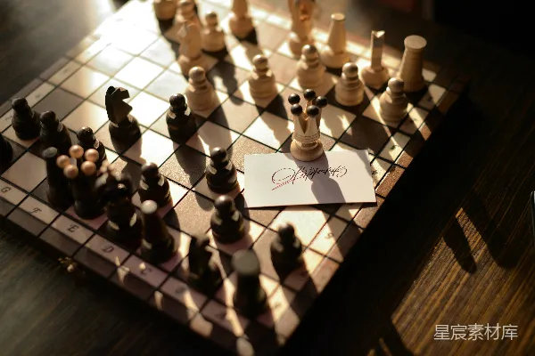 高清摄影 国际象棋棋子在棋盘上