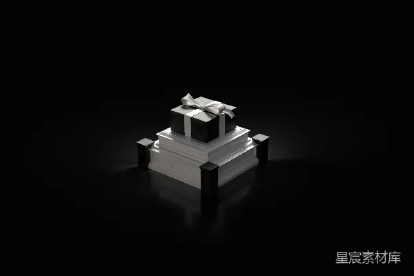 高清摄影 一张黑白照片，展示了一个礼品盒。